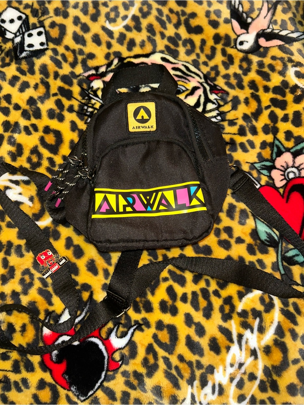 Airwalk Black Kids Mini Backpack with Neon Multicolor Logo